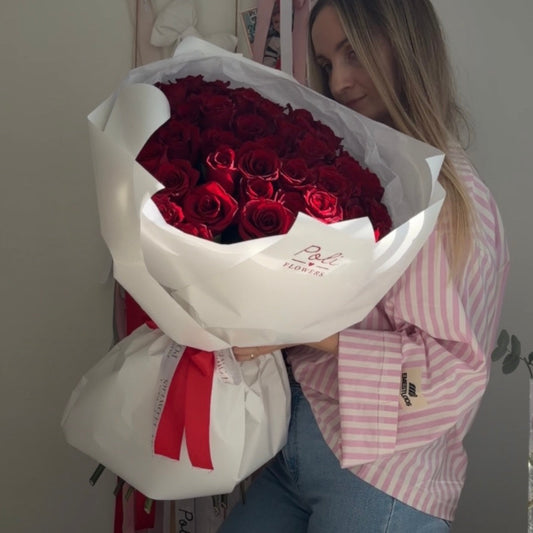 50 long stem red roses