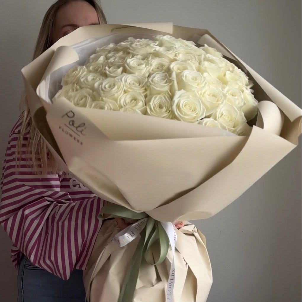 Long Stem White Roses